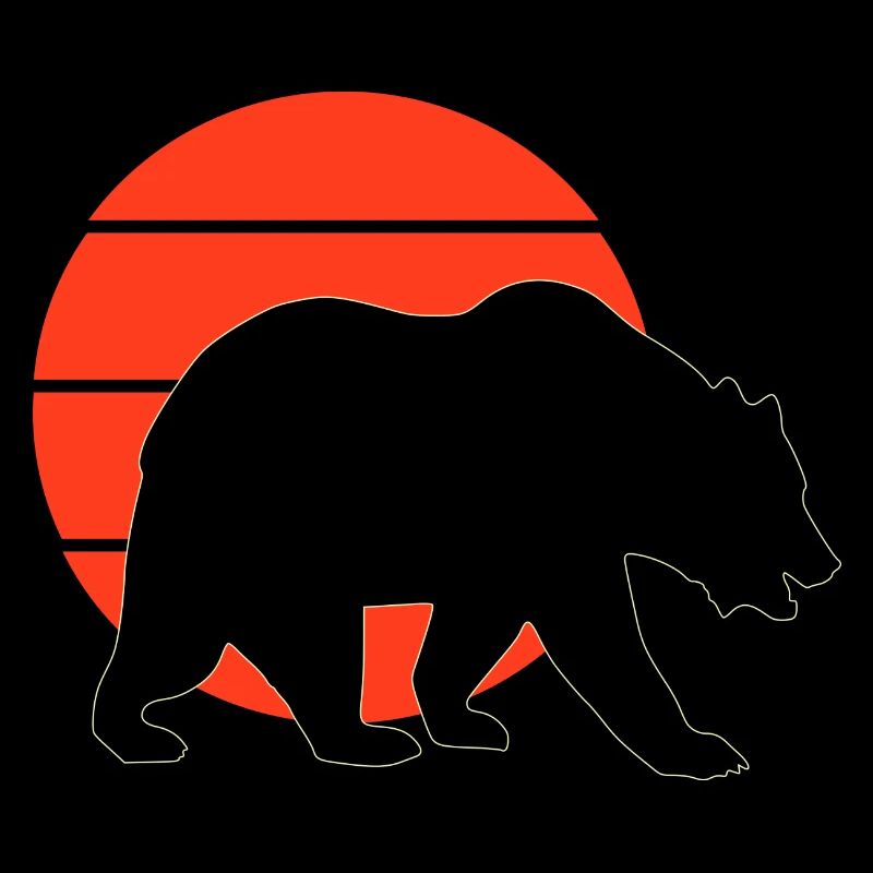 Vitage Bear Retro Sunset