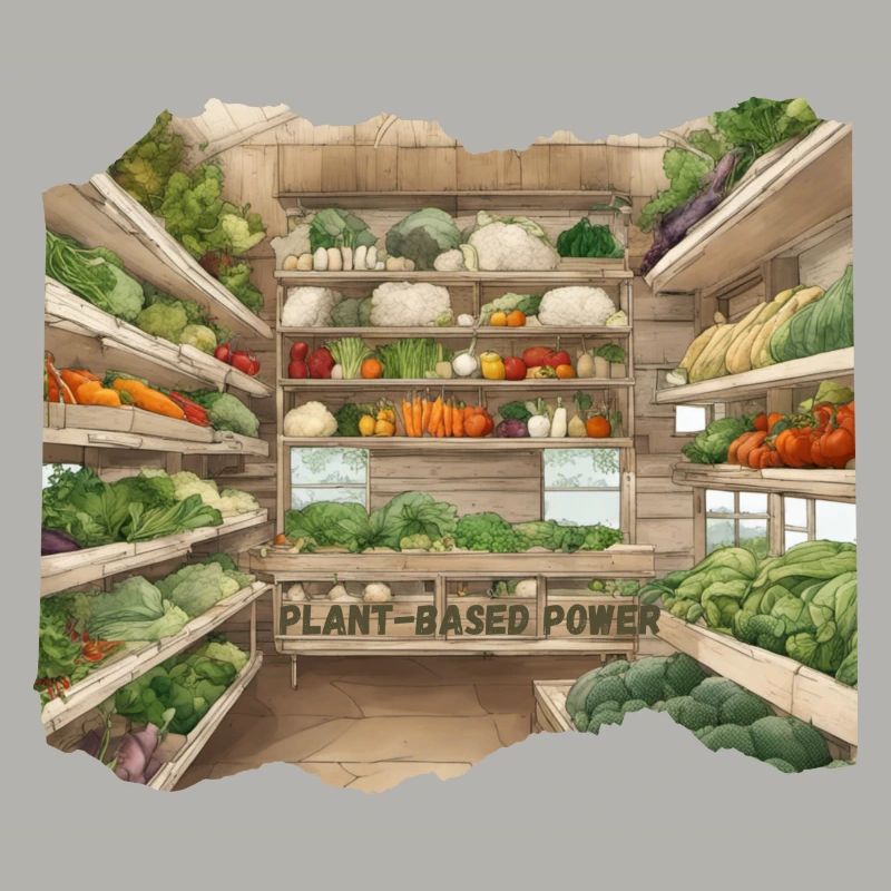 Vegetables stand anime style plant based power