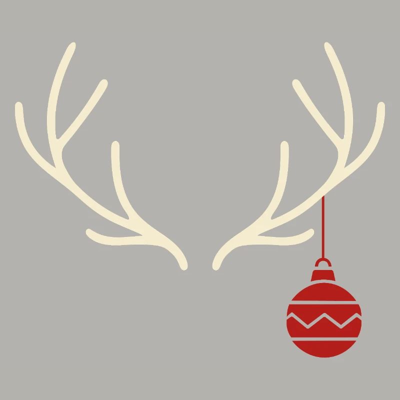 Geweih mit roter Weihnachtskugel – Yule Stil