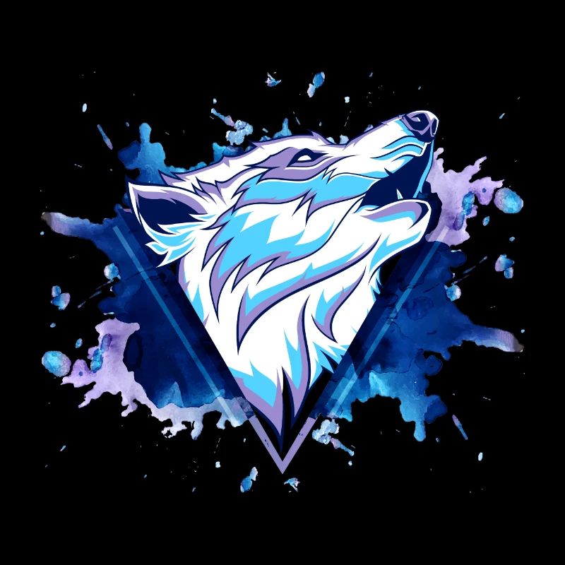 Wolf Wolfskopf Raubtier Splash Grunge Kunst