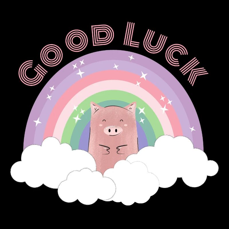 Regenbogen Schwein Wolken Good Luck Glück Geschenk