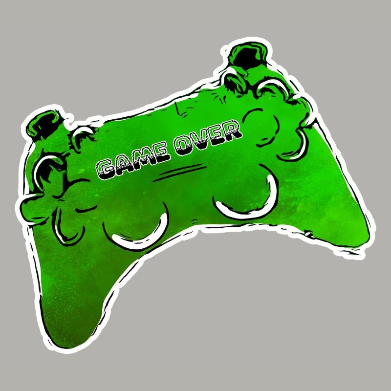 green comic controller with text GAME OVER