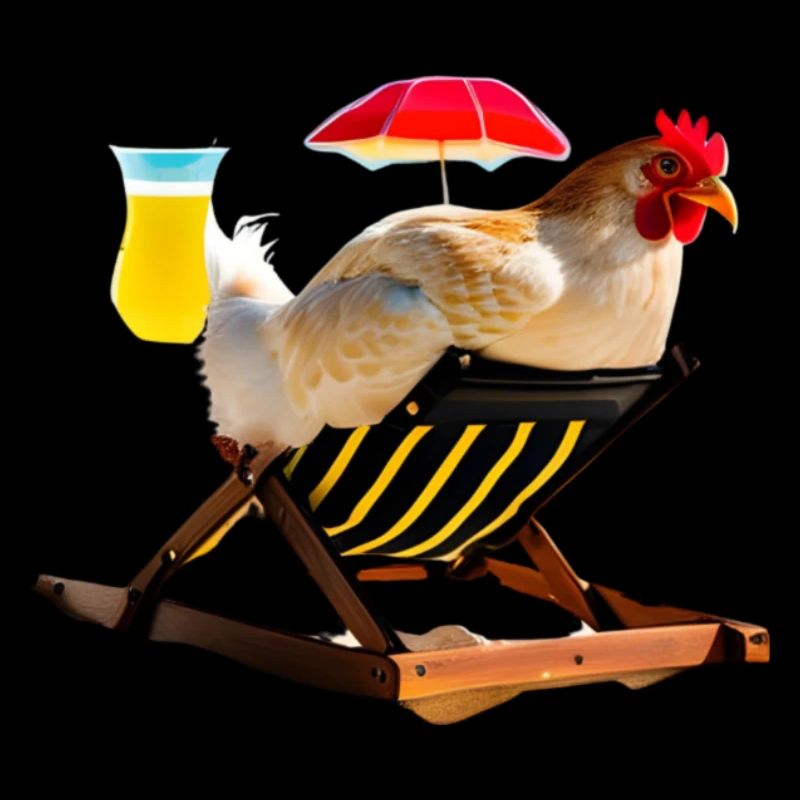 Spaß, Huhn am Strand