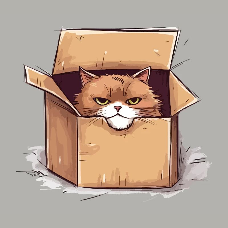 Cat grumpy grumpy grumpy sits in the box