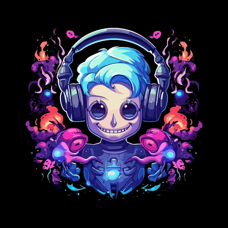 Synthwave Roboter Girl Design