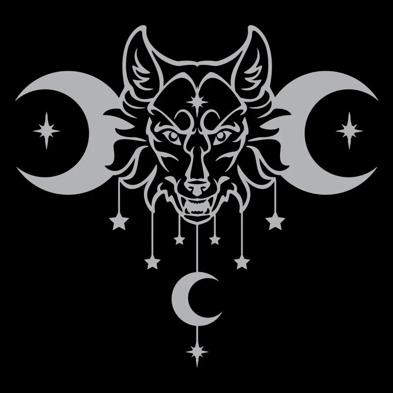 Wicca Moon Wolf - Anpassbare Farbe
