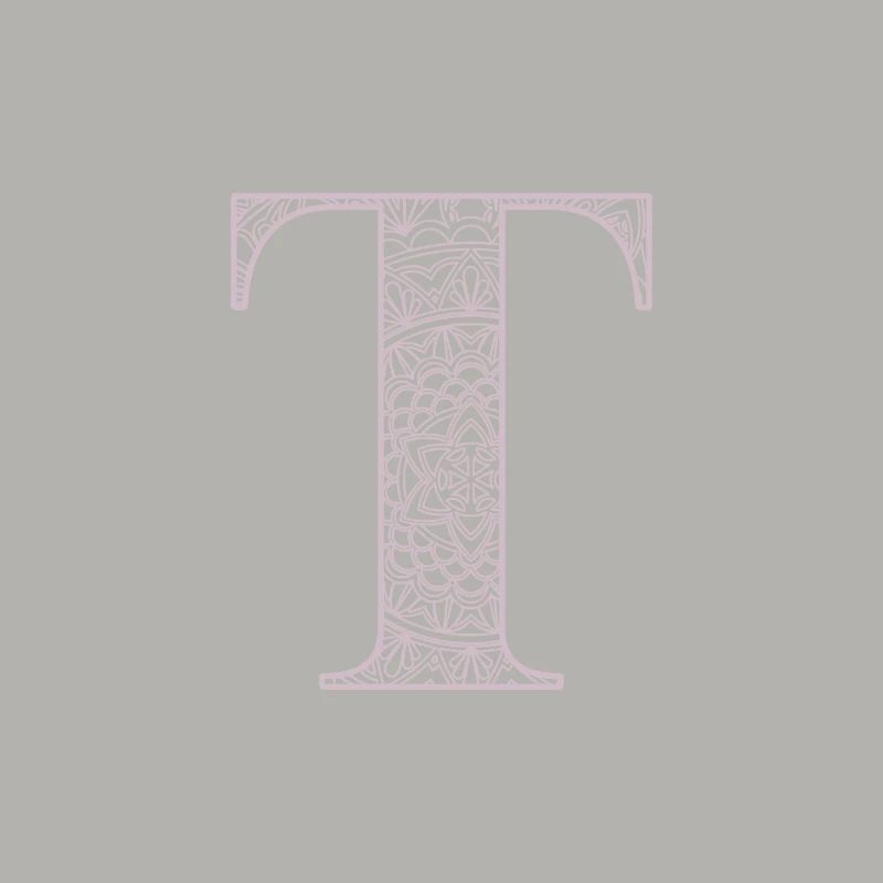 Mandala Monogram Initial in Dusky Pink - Letter T