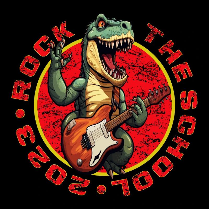 Schulkind Schulanfang Einschulung Dino T-Rex Rock