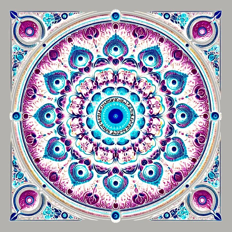 Orbitale Mandala Blau-Rosa