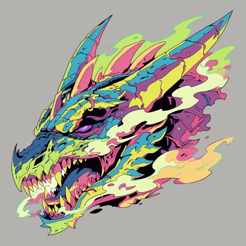 A colorful and stylized dragon