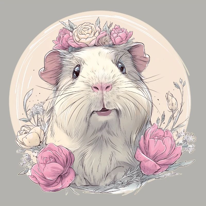Cochon d’Inde avec des fleurs