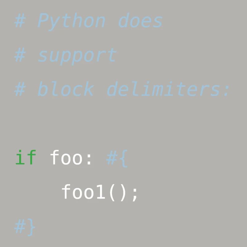 Python code | block delimiters Programmer Humor