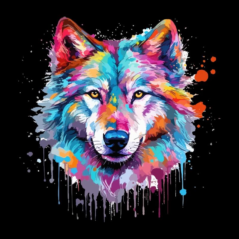 Wolf Wolf’s Head Nature Wilderness Aquarelle Art coloré