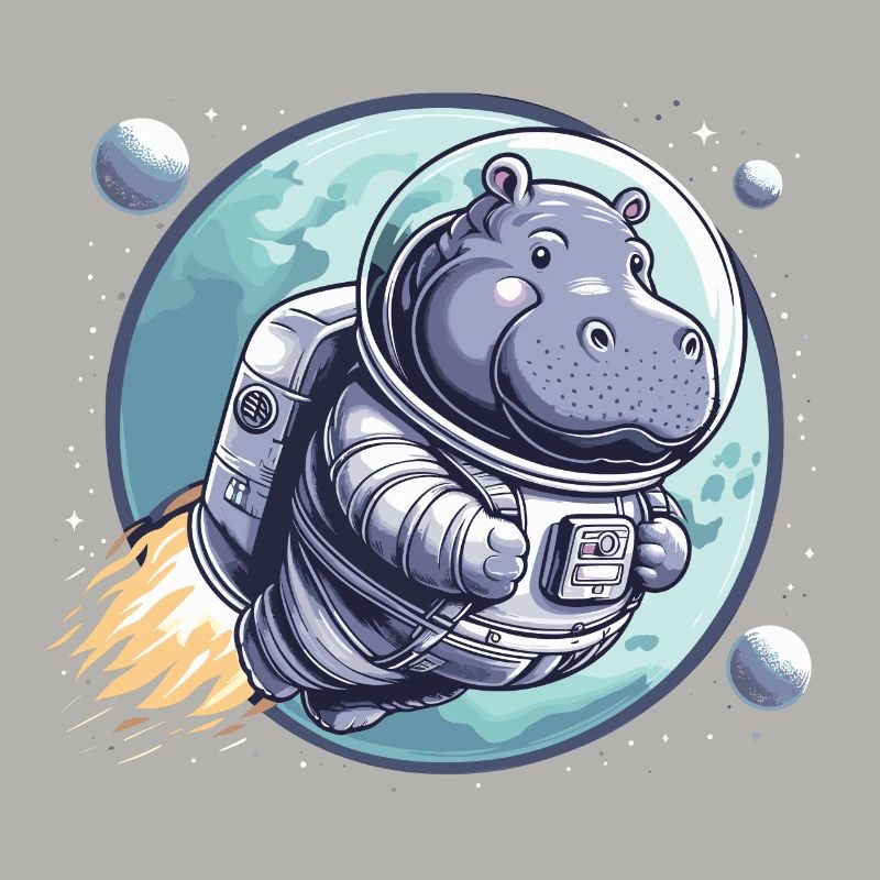 Hippopotame astronaute spatial
