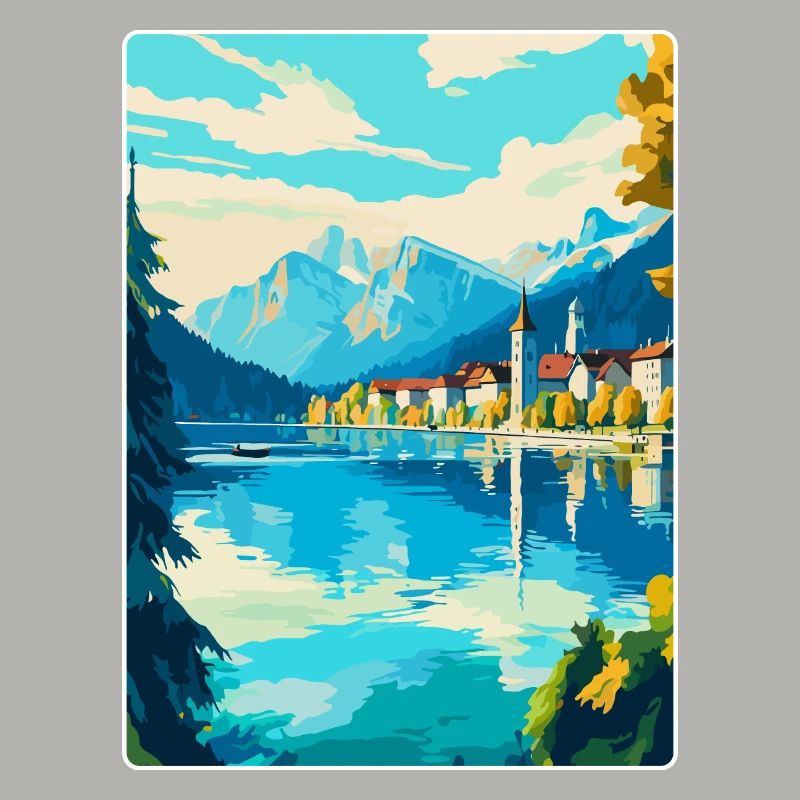 Lucerne Suisse Affiche de voyage vintage souvenir