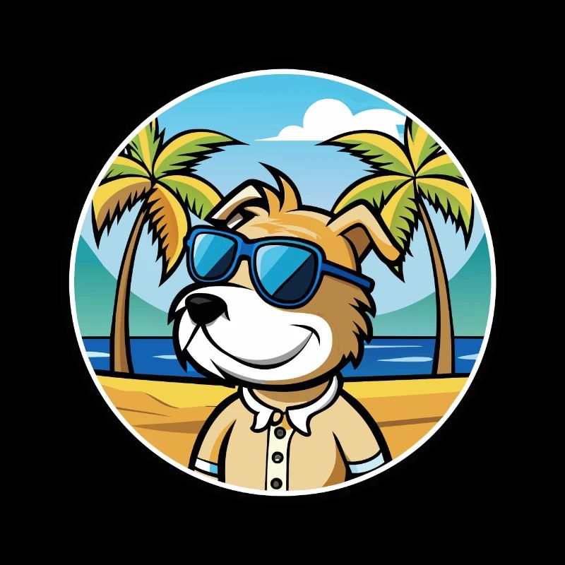 Sporting Lucas Terrier Hunderasse Cartoon Beach