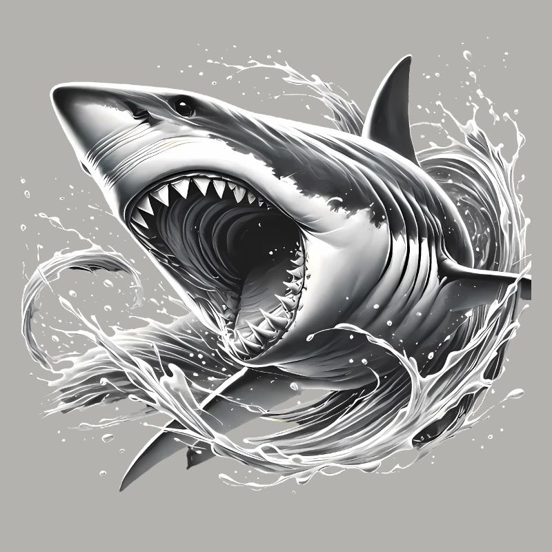 Illustration de requin féroce dans les vagues