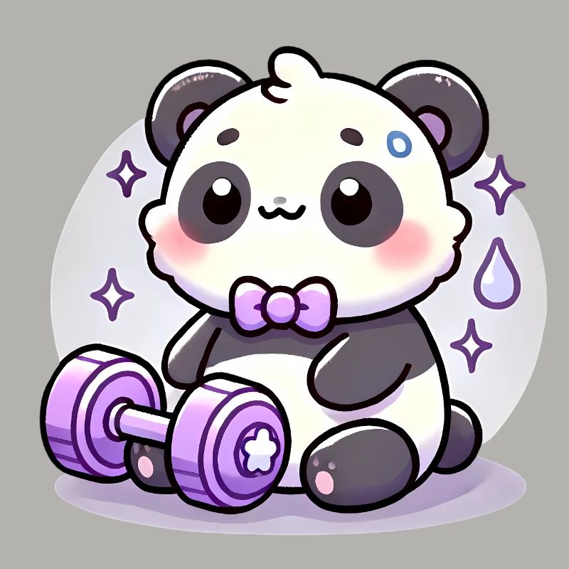 Gym Panda avec conception de dessin animé d’haltères