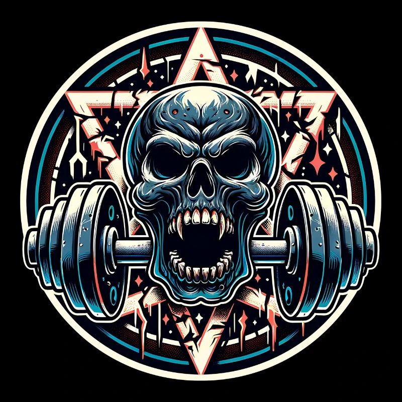 Skull mit Pentagramm Workout Hantel Bodybuilding