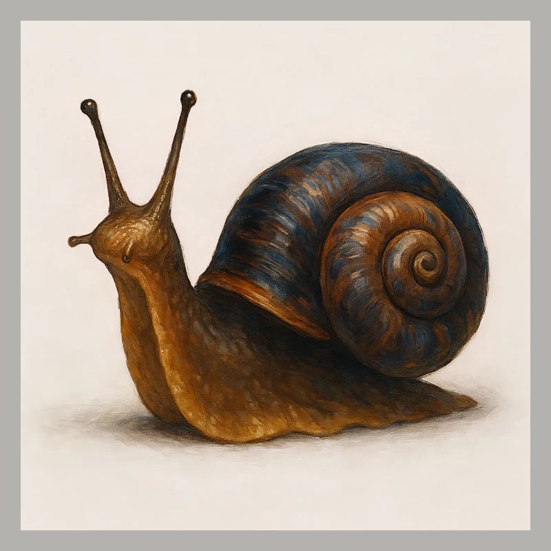 Snail with blue shimmer shell