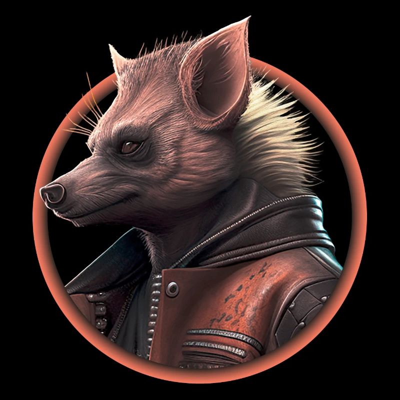 Punk hyena with leather jacket