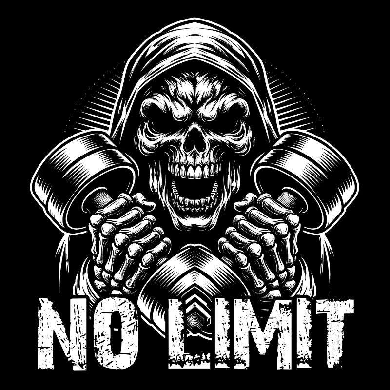 Crâne de musculation No Limit Workout avec haltère