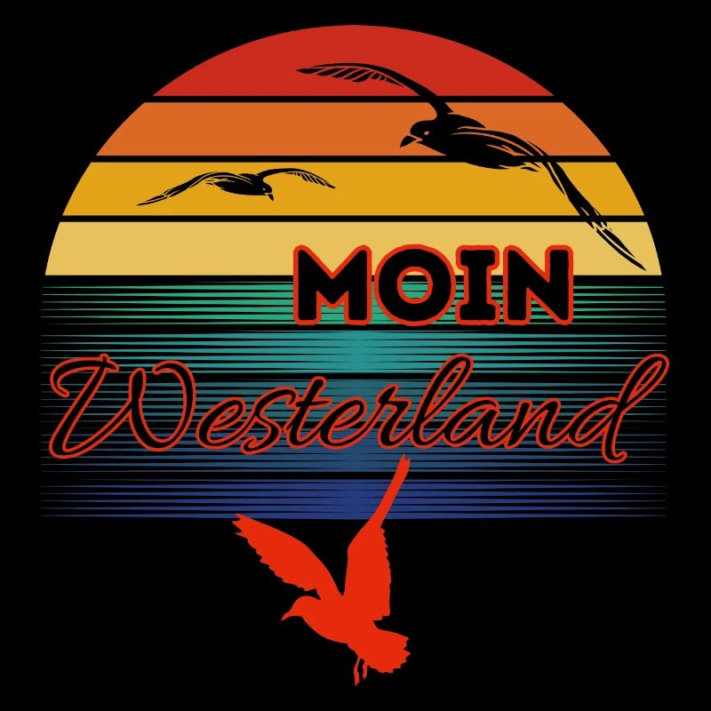 Moin Westerland with Seagull in Retro Style Westerland