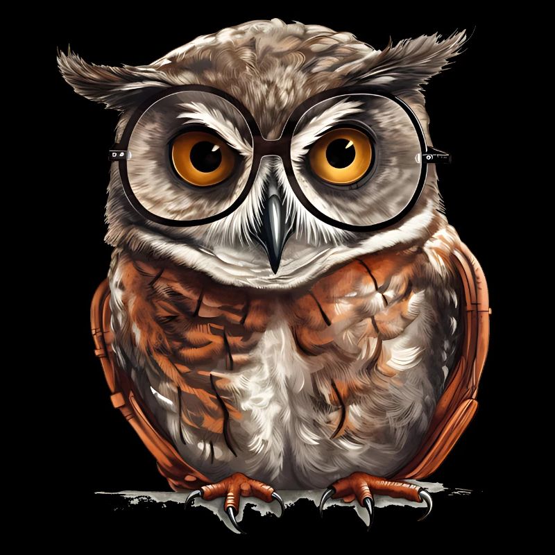 Eule mit Brille, ein Symbol der Weisheit