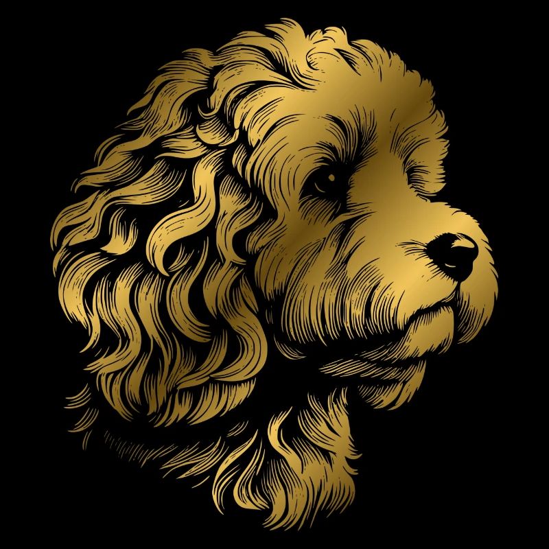 Cockerpoo Cocker Spaniel Poodle Portrait, Drawing