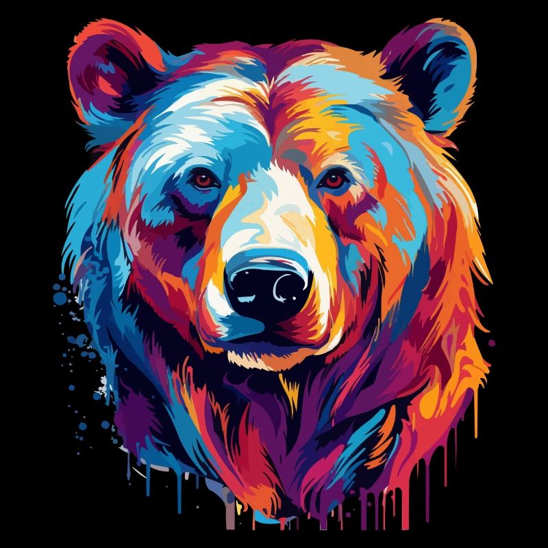 Colorful bear paint blobs paint splashes