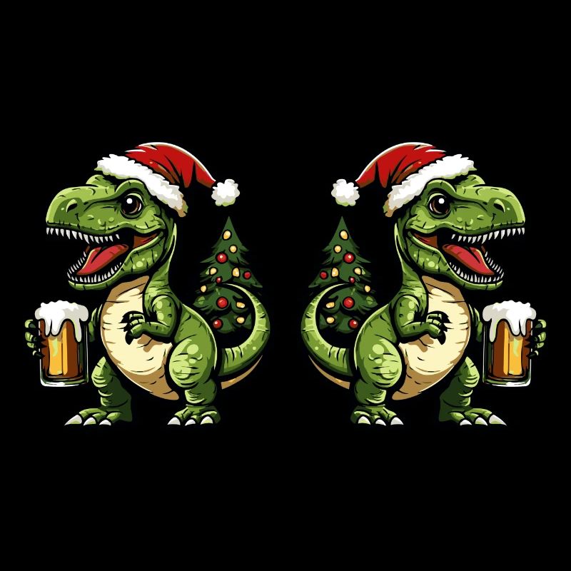 Équipe de la bière de Noël Dinosaur T-Rex