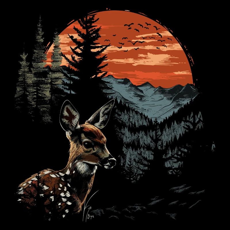Fawn Deer Forest Deer Nature Sunset