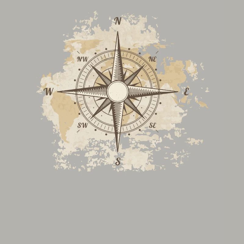Tattered Old World Map Compass