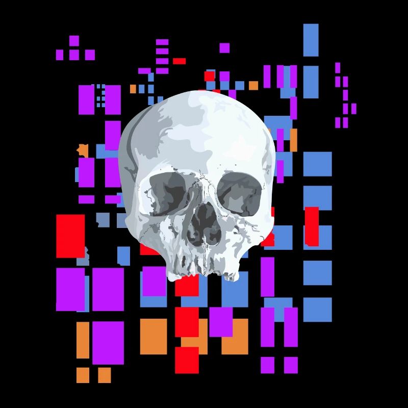 Image en pixels avec crâne