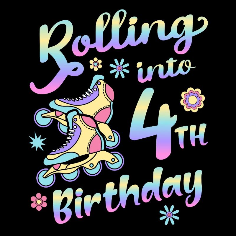 Rolling Into 4th Birthday Roller Skater Inline
