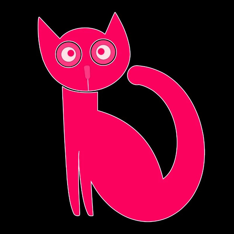 Chat mignon, chat drôle, original, naïf, rose