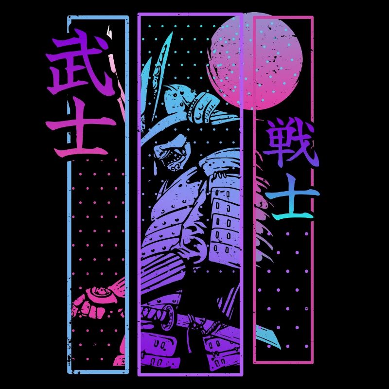 samurai warrior vaporwave japanese aesthetics