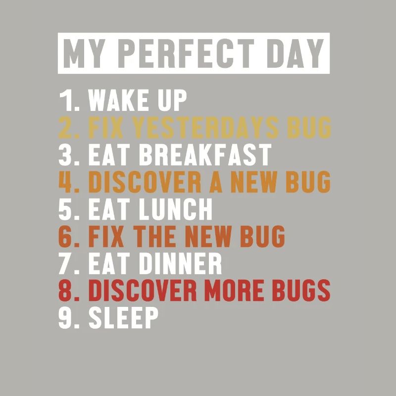 Fix Bugs Perfect Day Developer Coder Programmierer