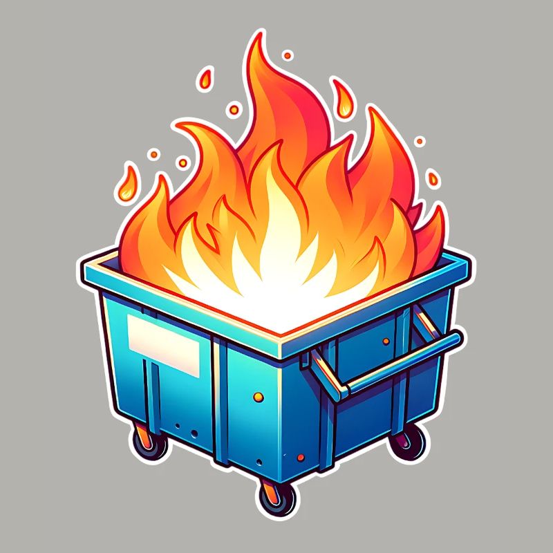 Burning garbage can