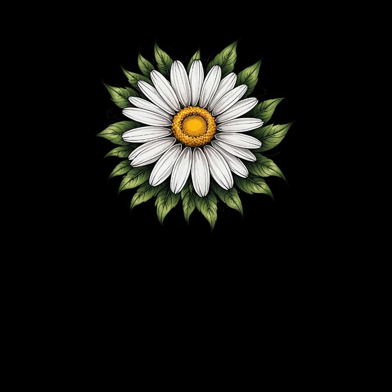 Daisy Bloom mit Blättern