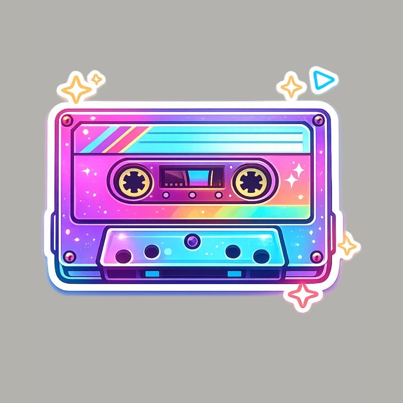 Neon Regenbogen Kassette Sticker