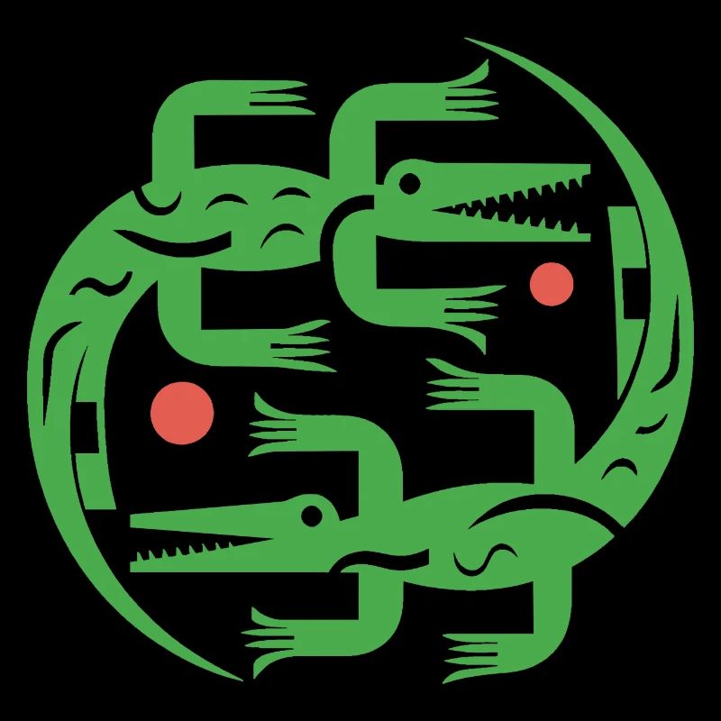 Deux crocodiles verts en cercle