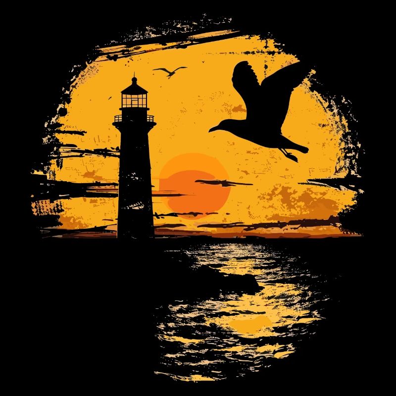 Seagull Seabird Lighthouse Sunset