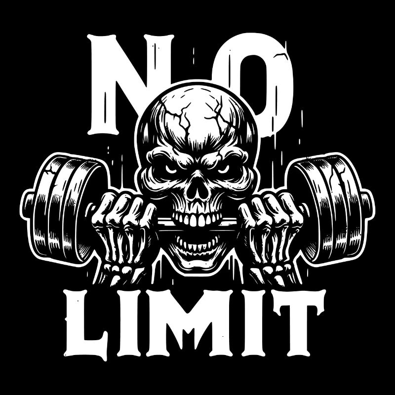 No Limit Hard Workout Skull with Dumbbell
