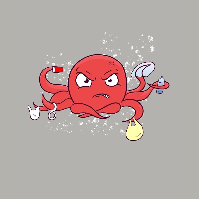 Octopus plastic sea plastic pollution environment