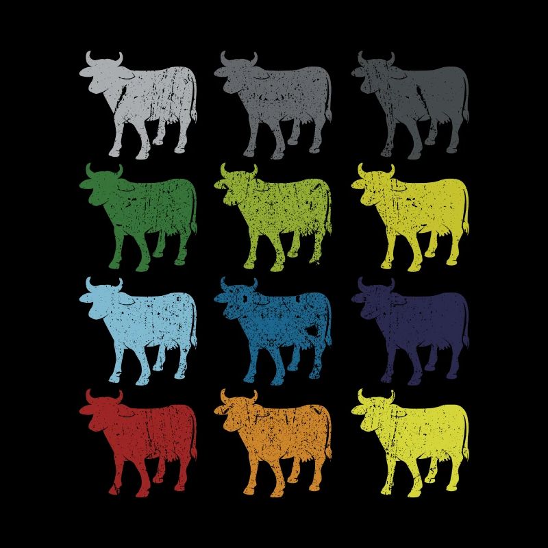 Neon Pop Art Retro Cow Farmer Gift