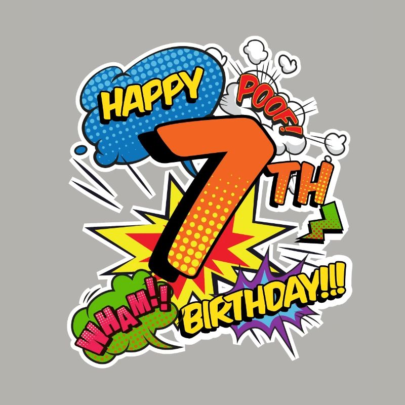 7. Geburtstag Junge Comic-Stil Superhelden