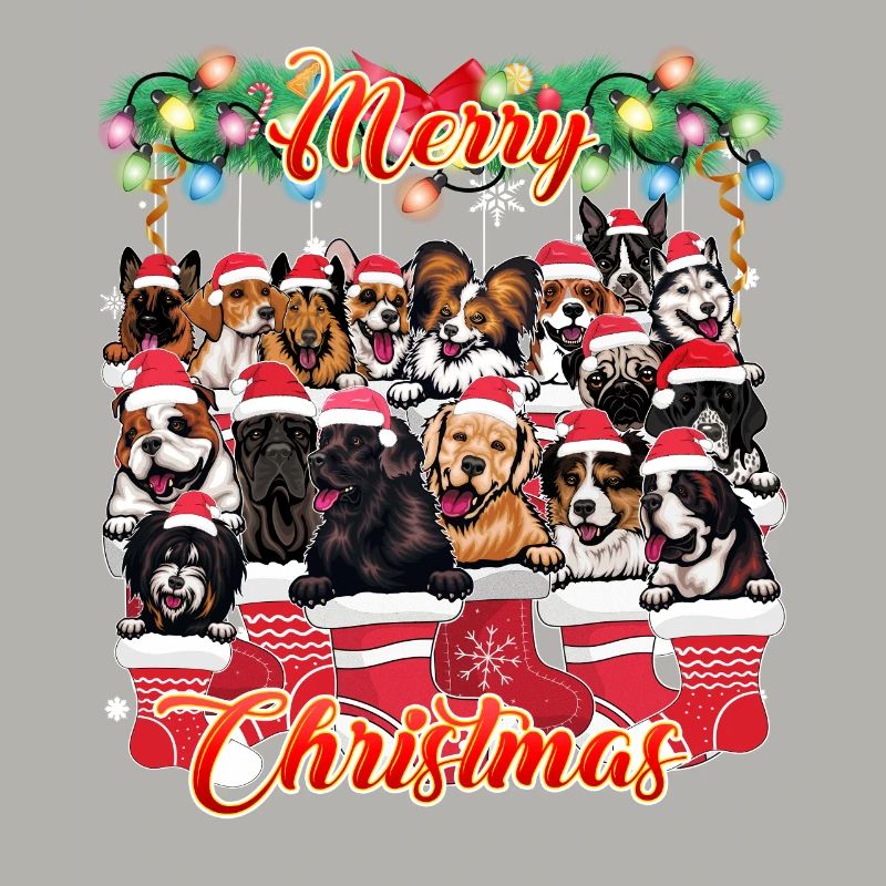 Chiens comme décor de Noël - Chiens mignons Noël