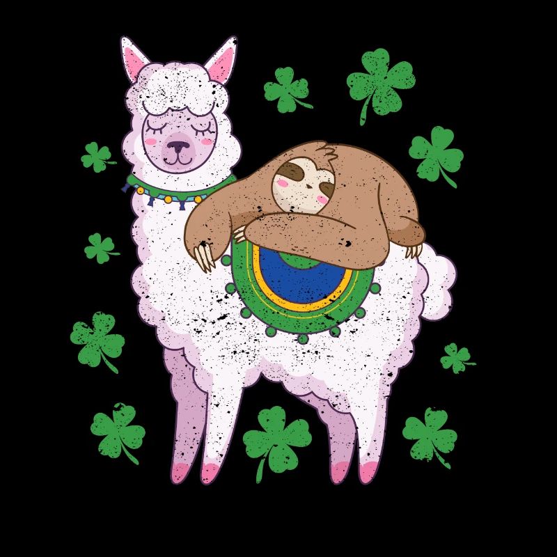 Funny Irish Sloth Llama Clover St Pat