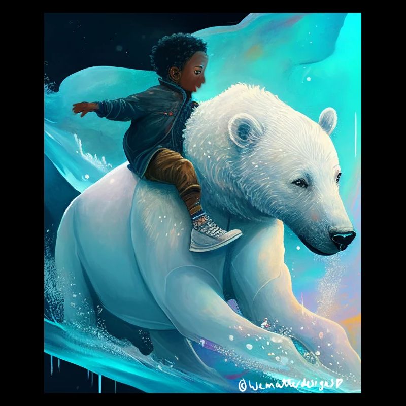 Kind reitet Eisbär